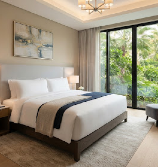 Primary bedroom with garden view